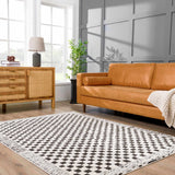 Leryn Black & White Checkered Runner Rug