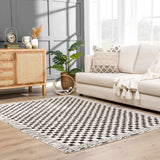 Leryn Black & White Checkered Runner Rug