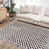 Leryn Black & White Checkered Runner Rug