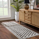Leryn Black & White Checkered Runner Rug