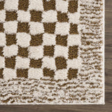 Leryn Brown & White Checkered Runner Rug