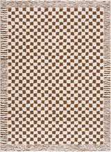 Leryn Brown & White Checkered Runner Rug