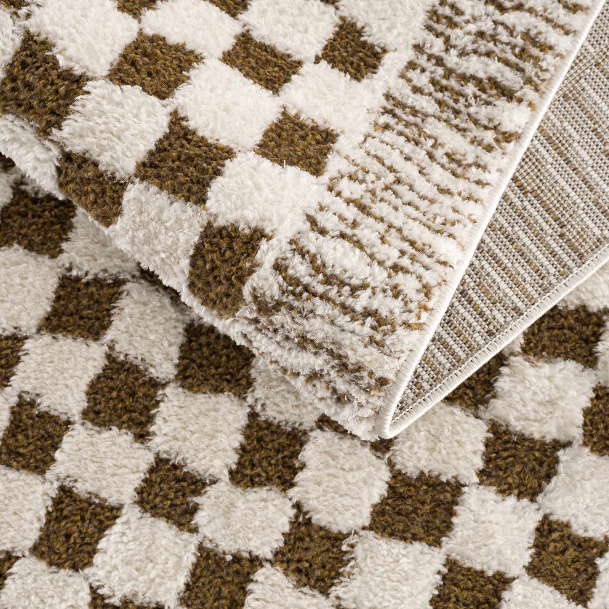 Leryn Brown & White Checkered Runner Rug