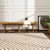 Leryn Brown & White Checkered Runner Rug