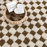Leryn Brown & White Checkered Runner Rug