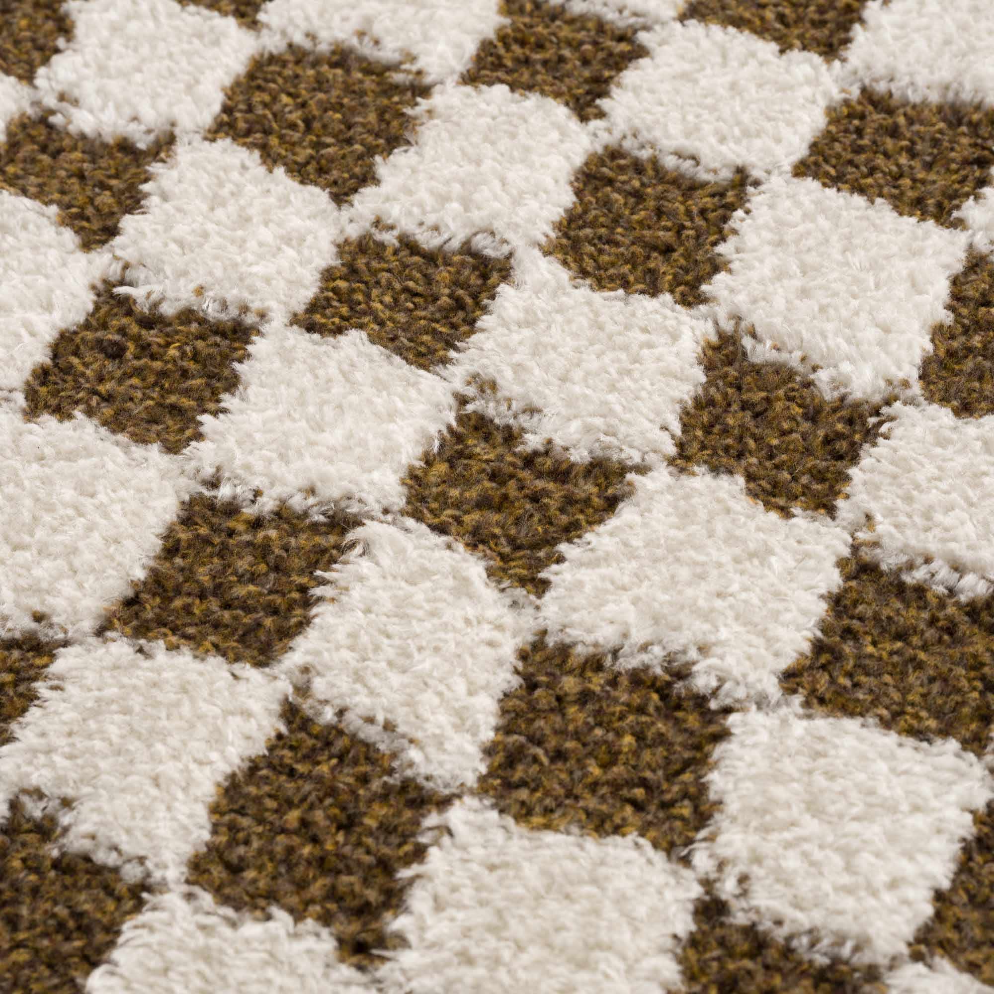 Leryn Brown & White Checkered Runner Rug