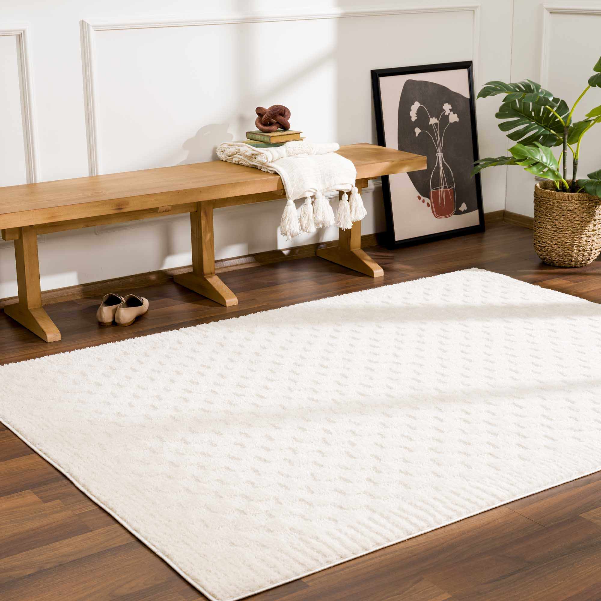 Leryn Ivory Checkered Runner Rug