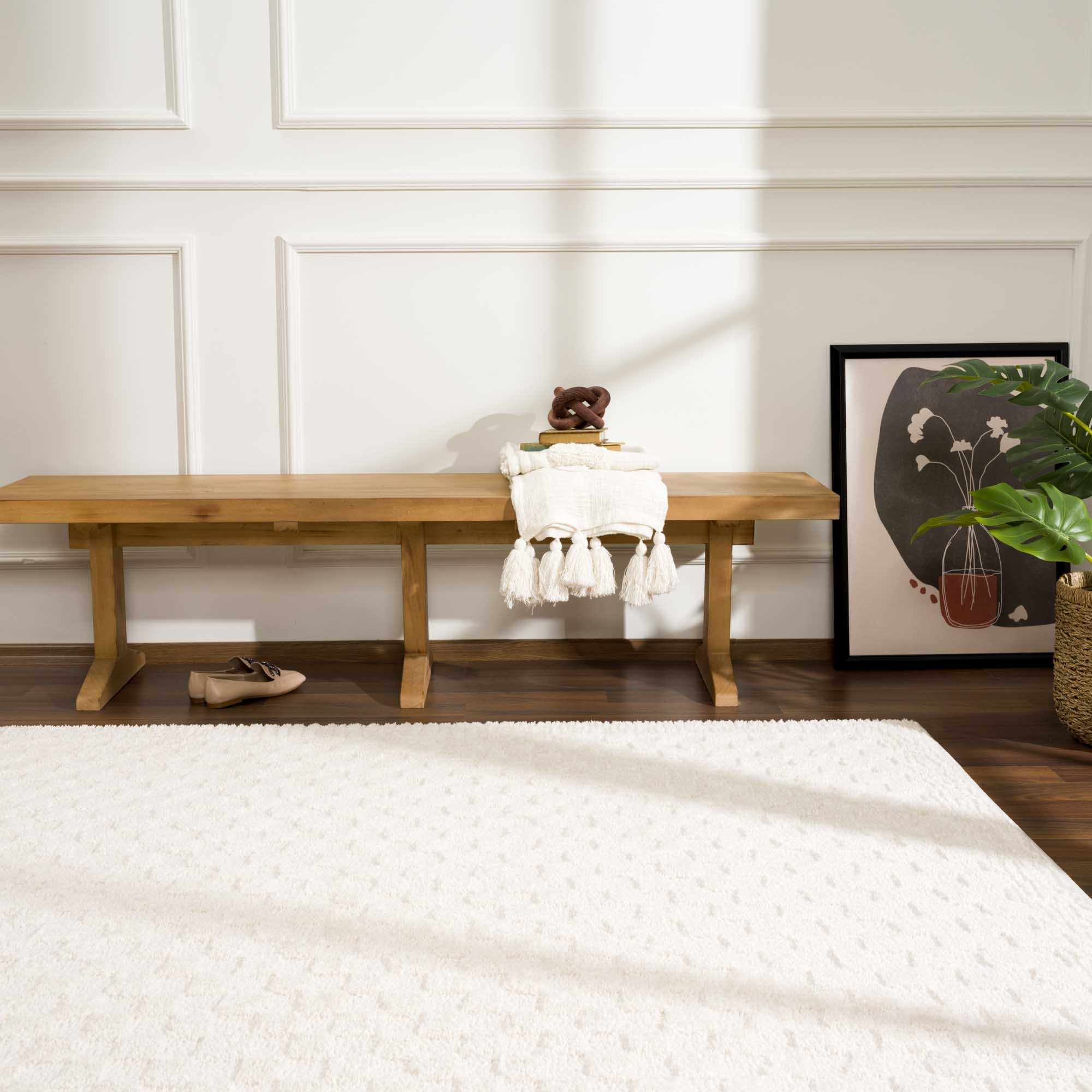 Leryn Ivory Checkered Runner Rug