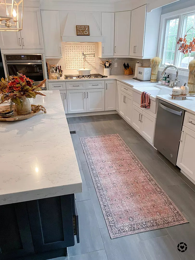 Ganyangan Red Washable Runner Rug