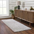 Faina Solid Light Gray Shag Rug Washable