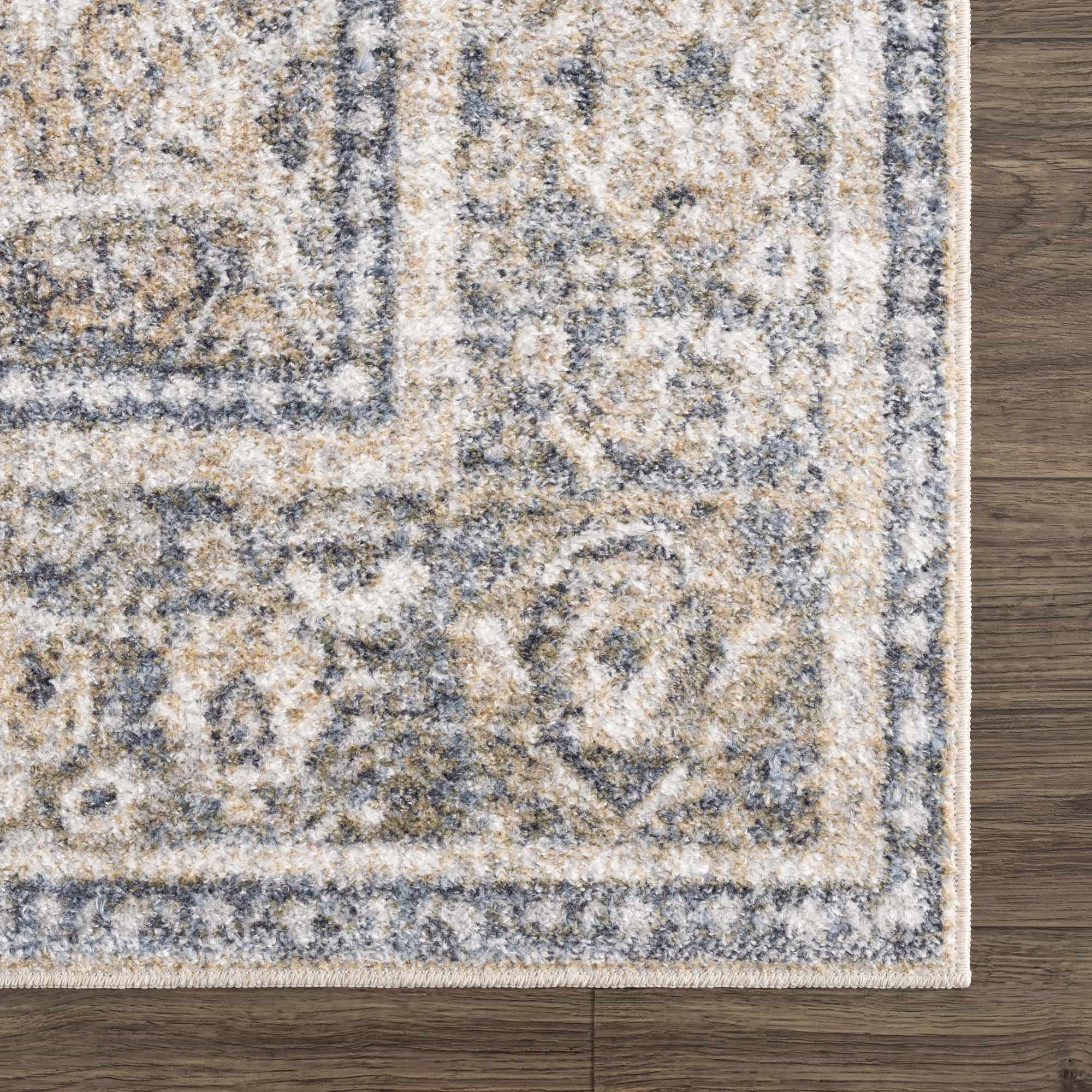 Sample Arias Cream & Blue Washable Area Rug