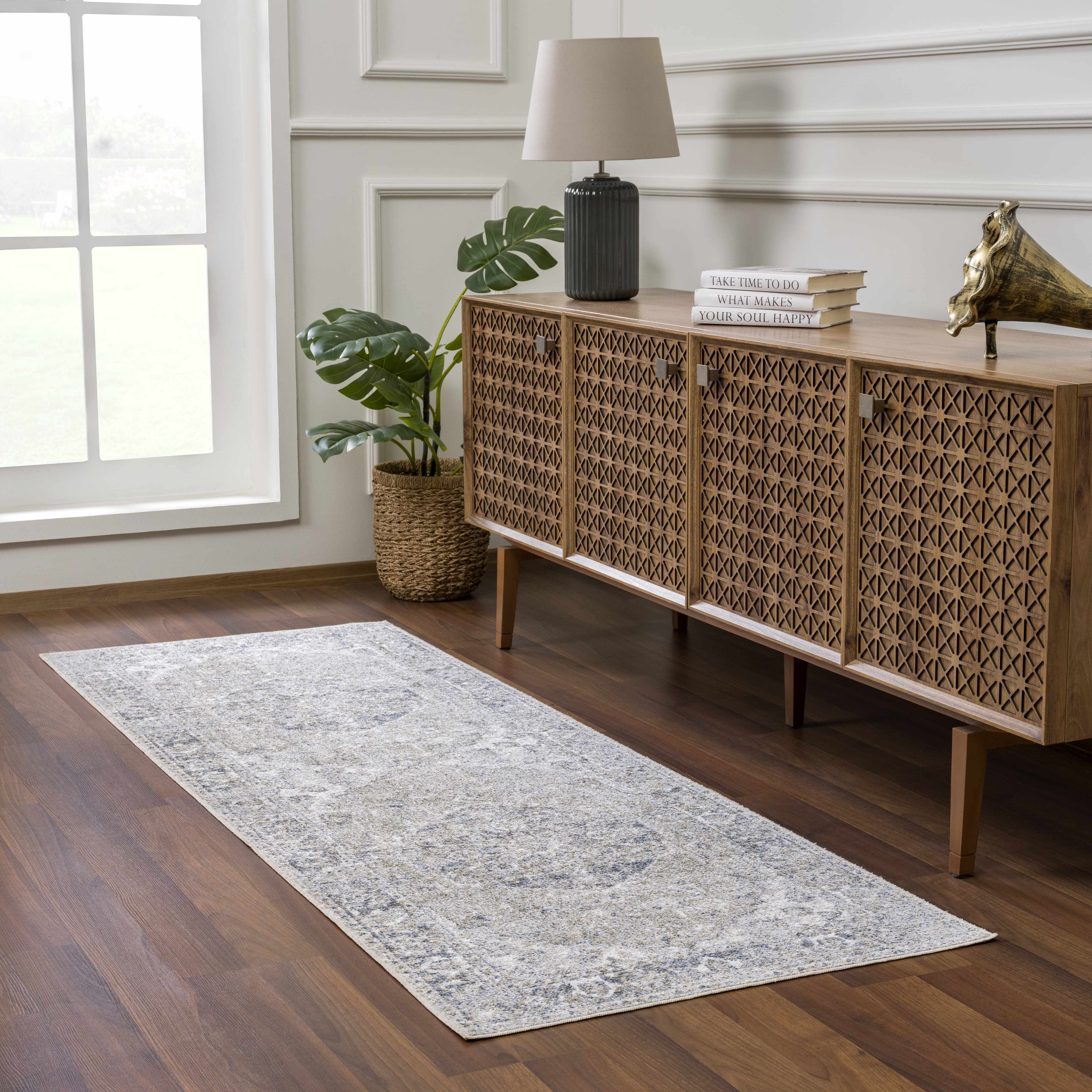 Rudo Blue Washable Runner Rug
