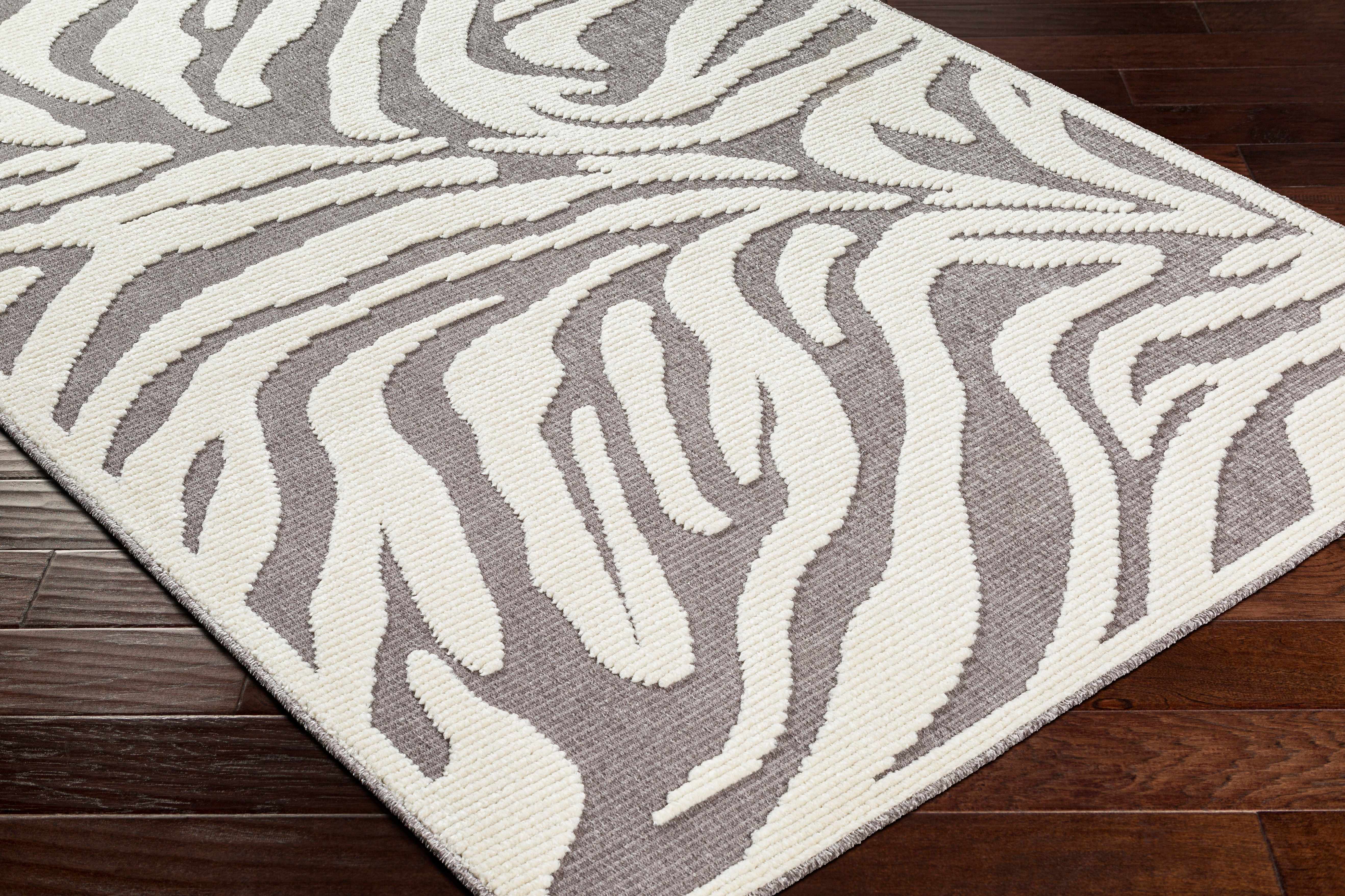 Keto Gray Zebra Print Runner Rug
