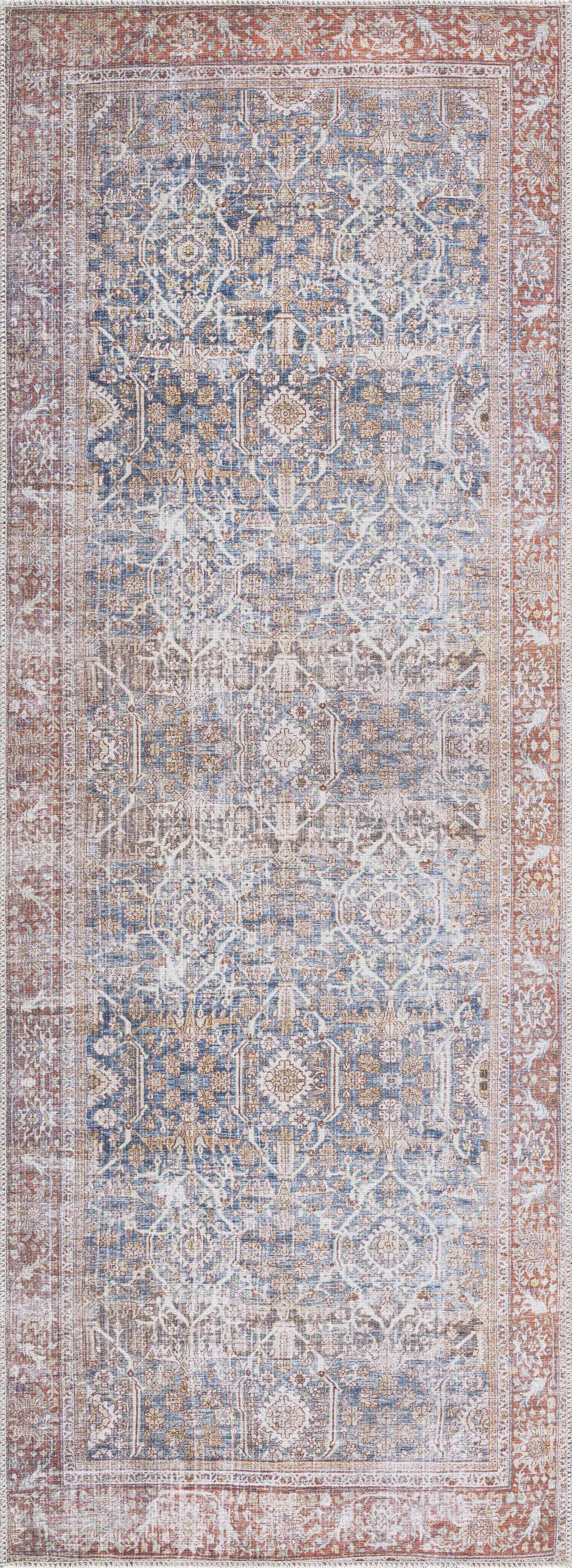 Rust Mair Traditional Washable Runner Rug - Clearance