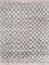 Benjy Cream & Light Blue Checkered Runner Area Rug