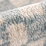 Benjy Cream & Light Blue Checkered Runner Area Rug