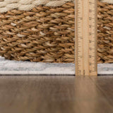 Benjy Cream & Light Blue Checkered Runner Area Rug
