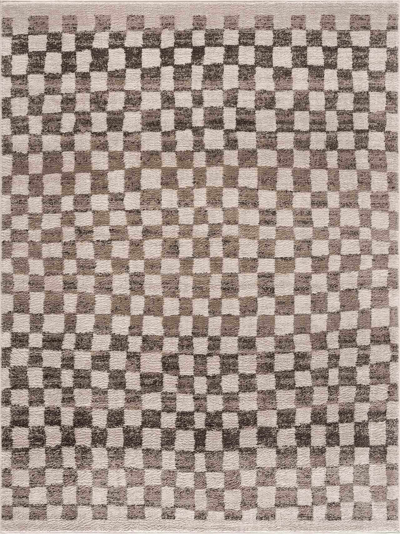 Benjy Cream & Charcoal Checkered Runner Area Rug