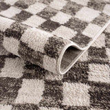 Benjy Cream & Charcoal Checkered Runner Area Rug