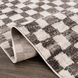 Benjy Cream & Charcoal Checkered Runner Area Rug