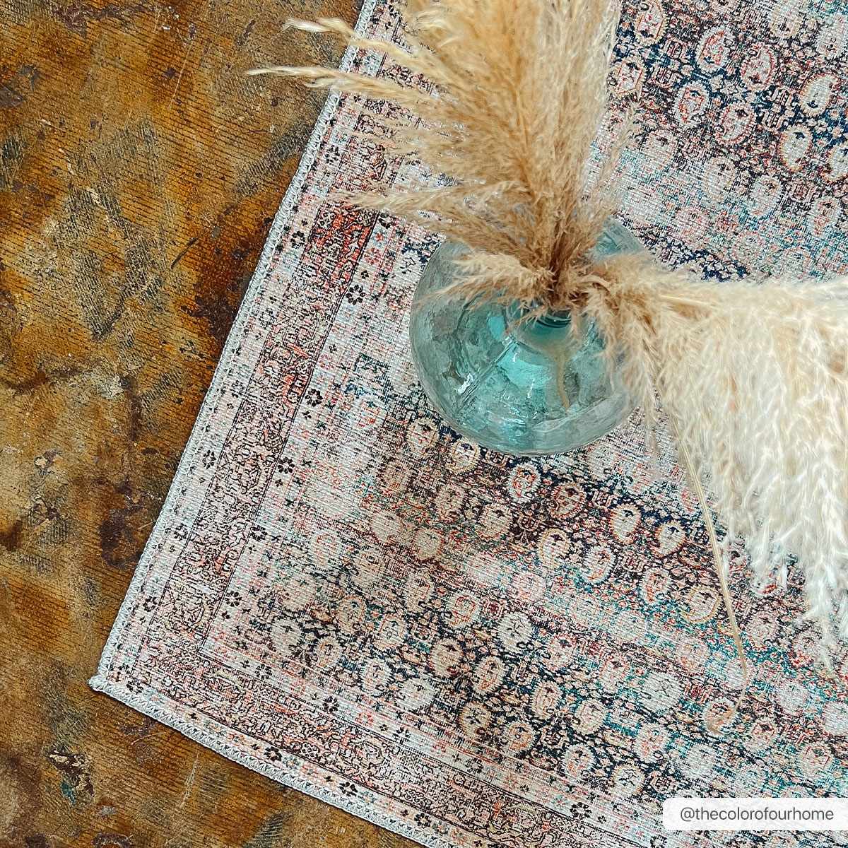 Rust Maligaya Distressed Washable Runner Rug - Clearance