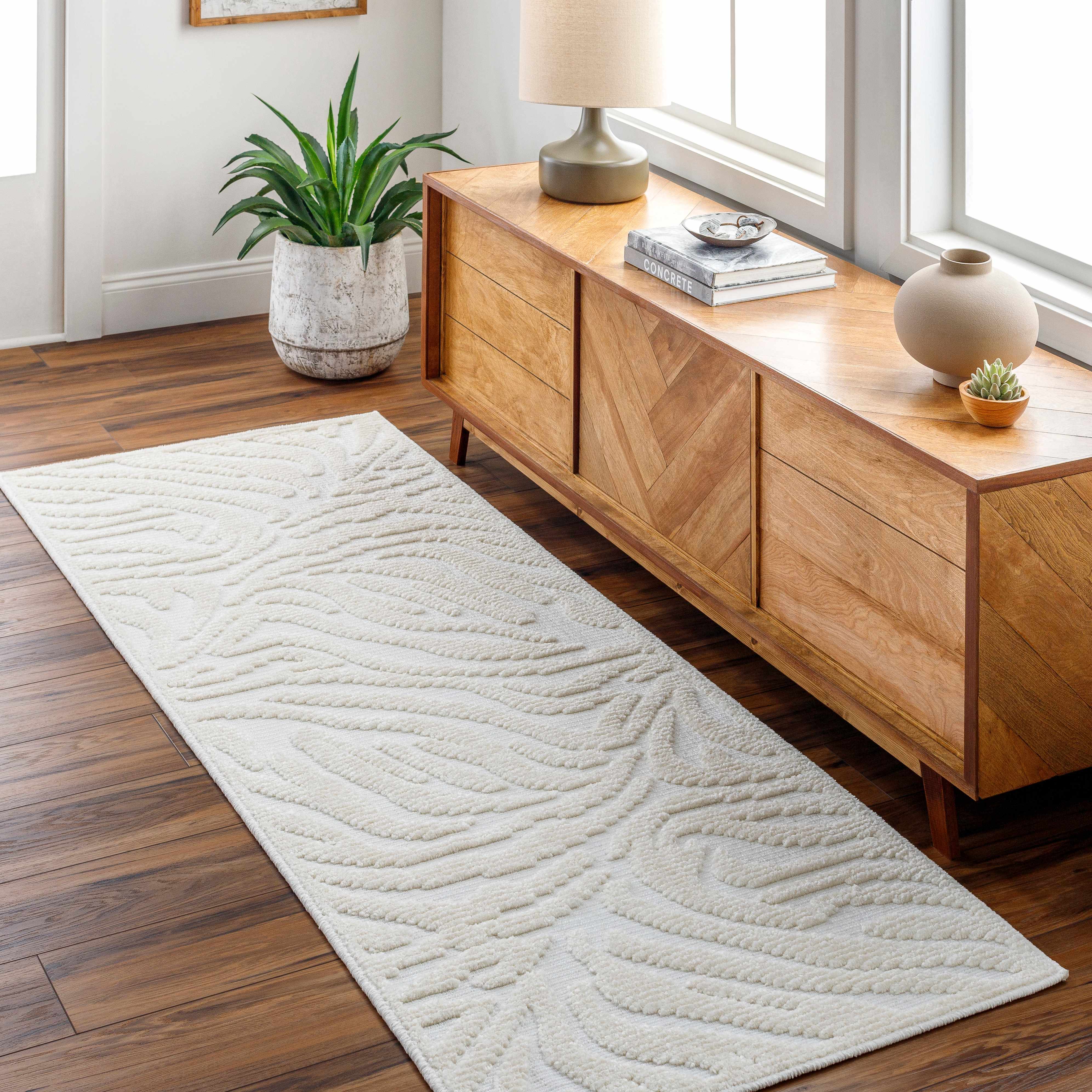 Keto Cream Zebra Print Runner Rug