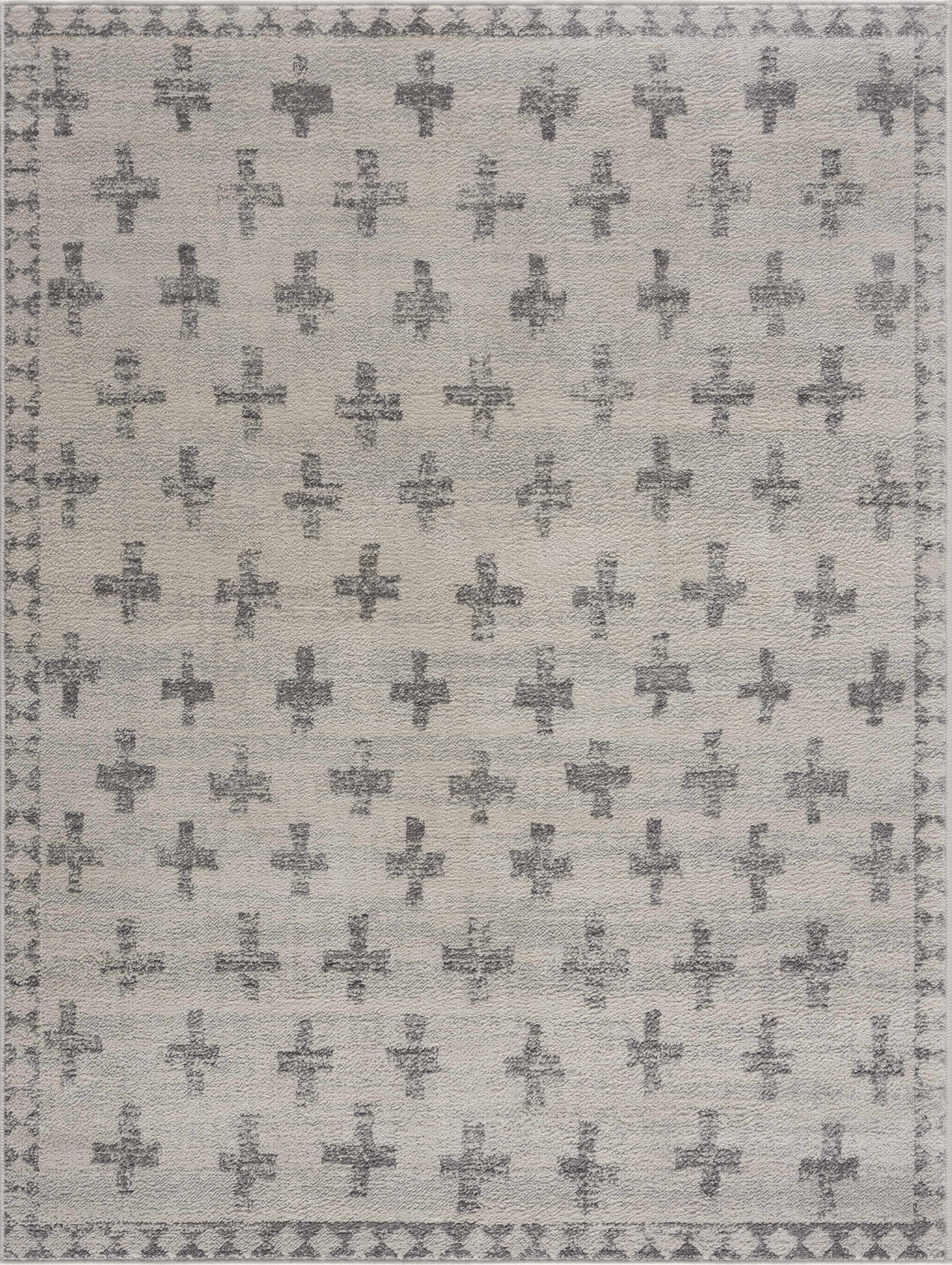 Tigris Swiss Cross Ivory & Gray 2322 Runner Rug