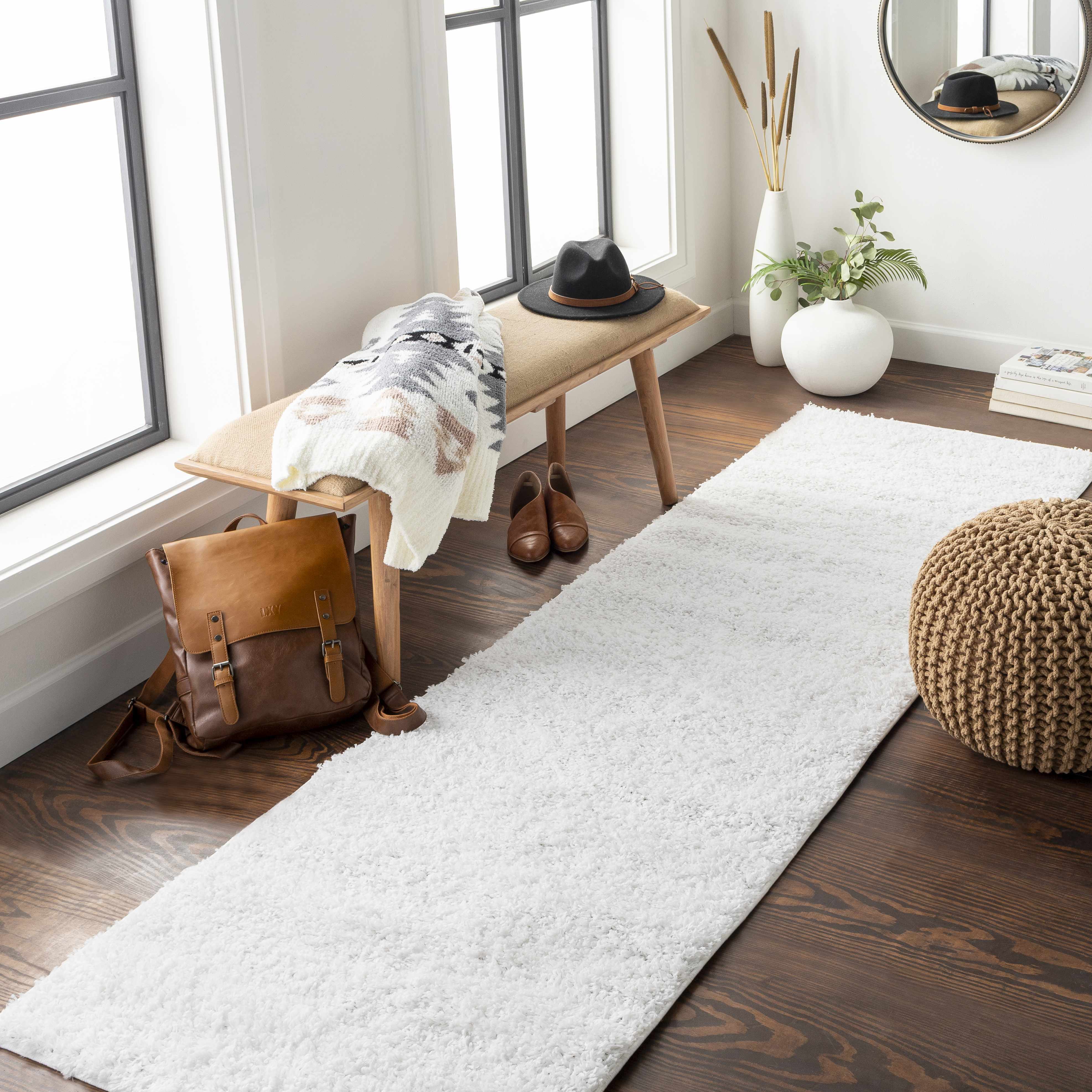 White Solid Runner Rug