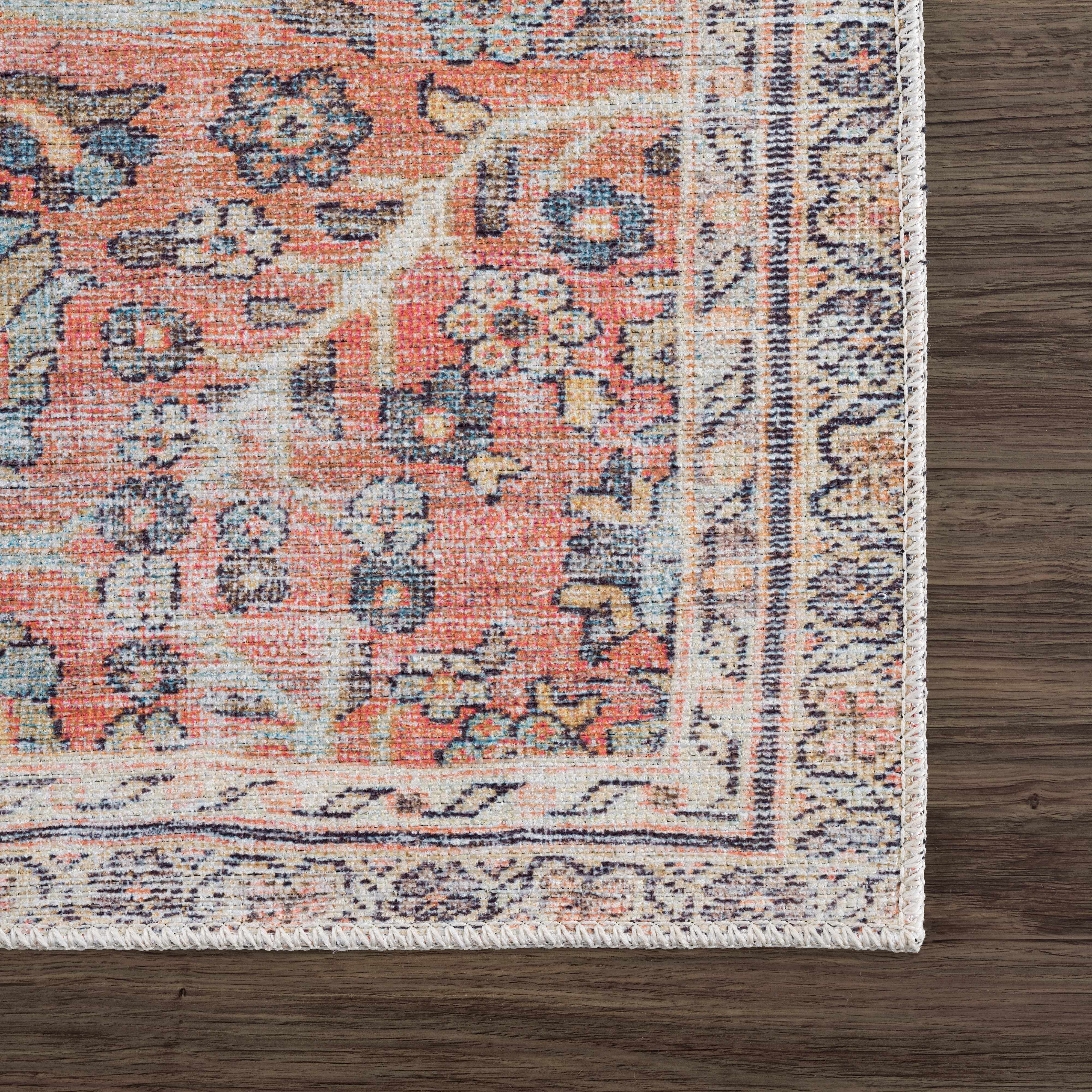 Urpi Rose & Blue Washable Runner Rug - Clearance