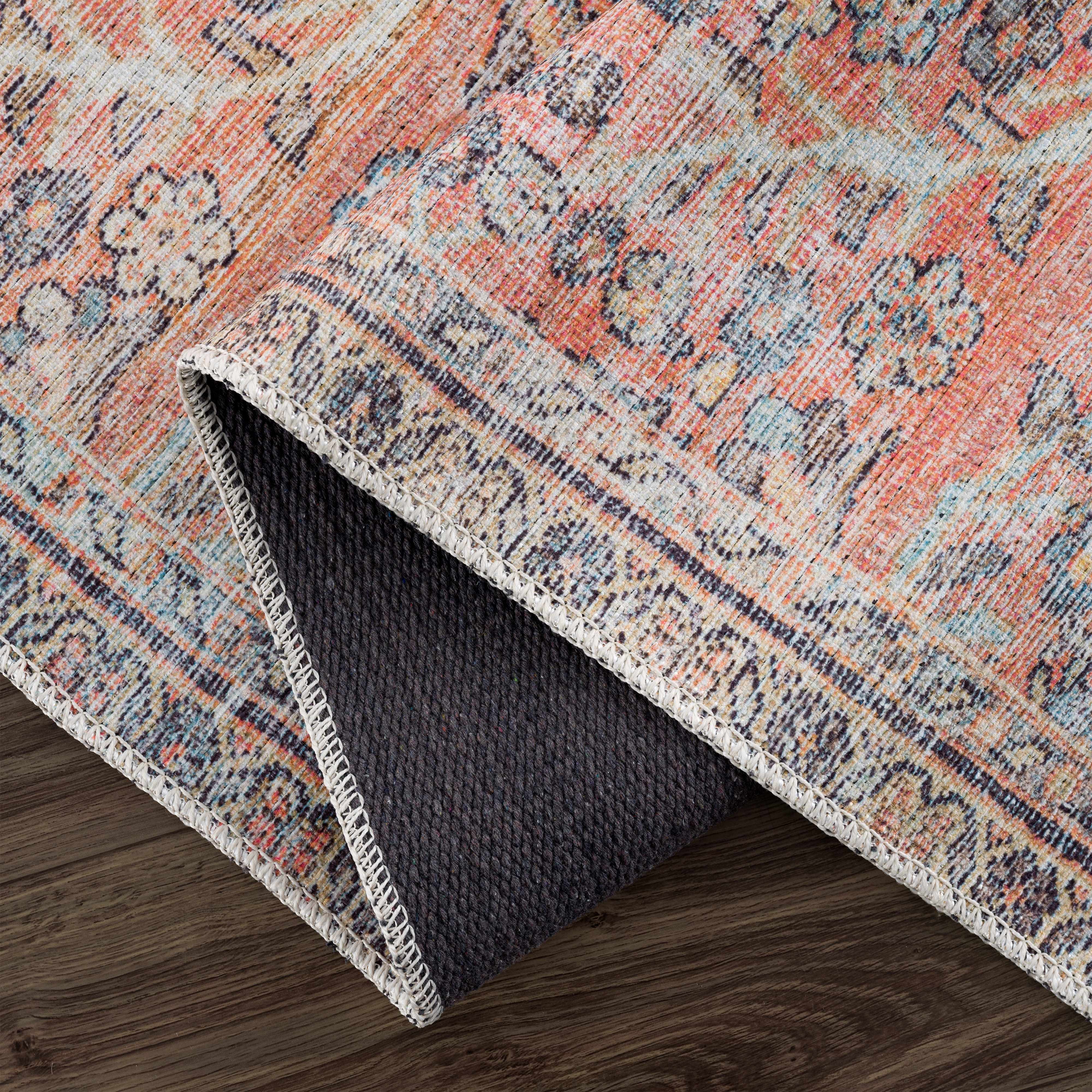Urpi Rose & Blue Washable Runner Rug - Clearance