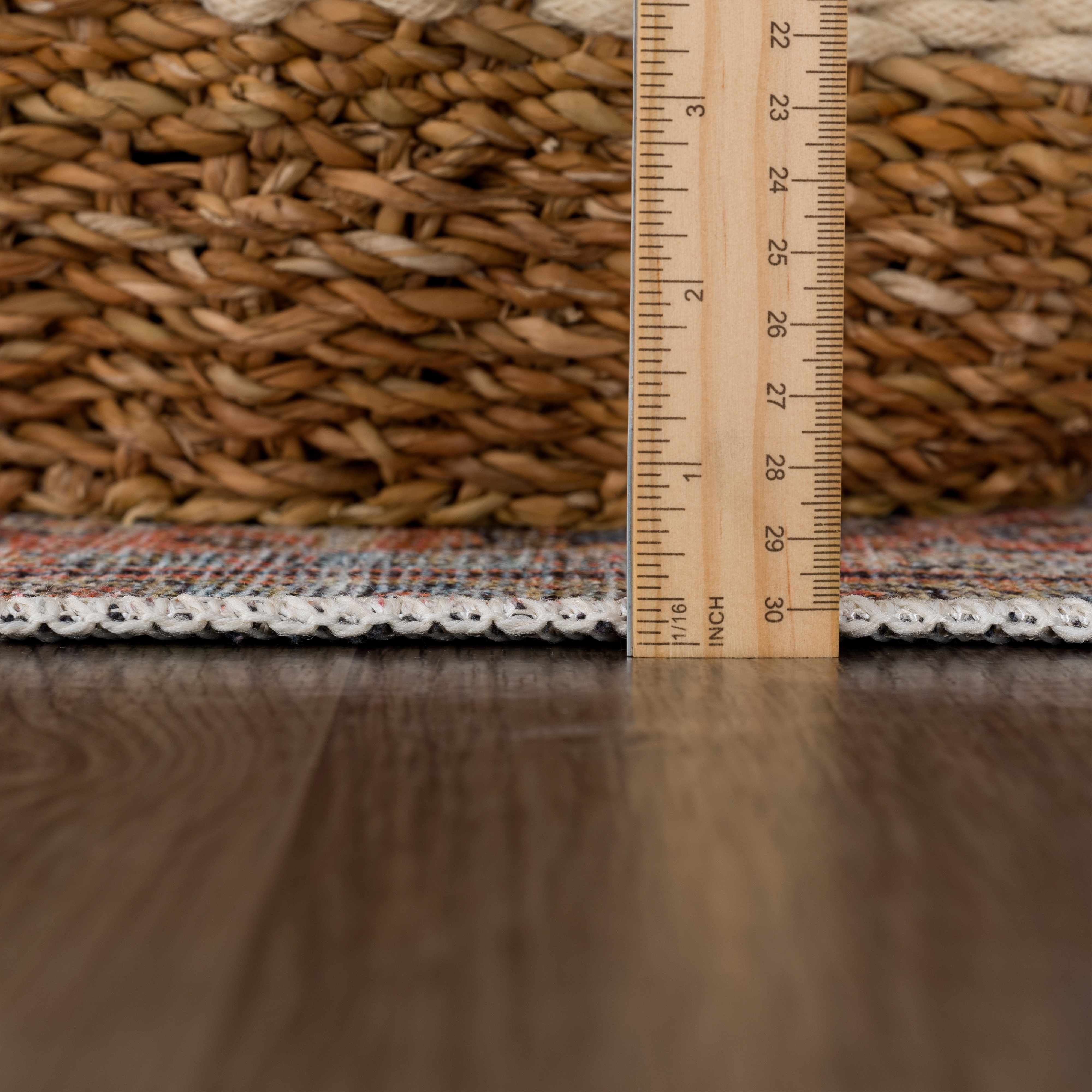 Urpi Rose & Blue Washable Runner Rug - Clearance