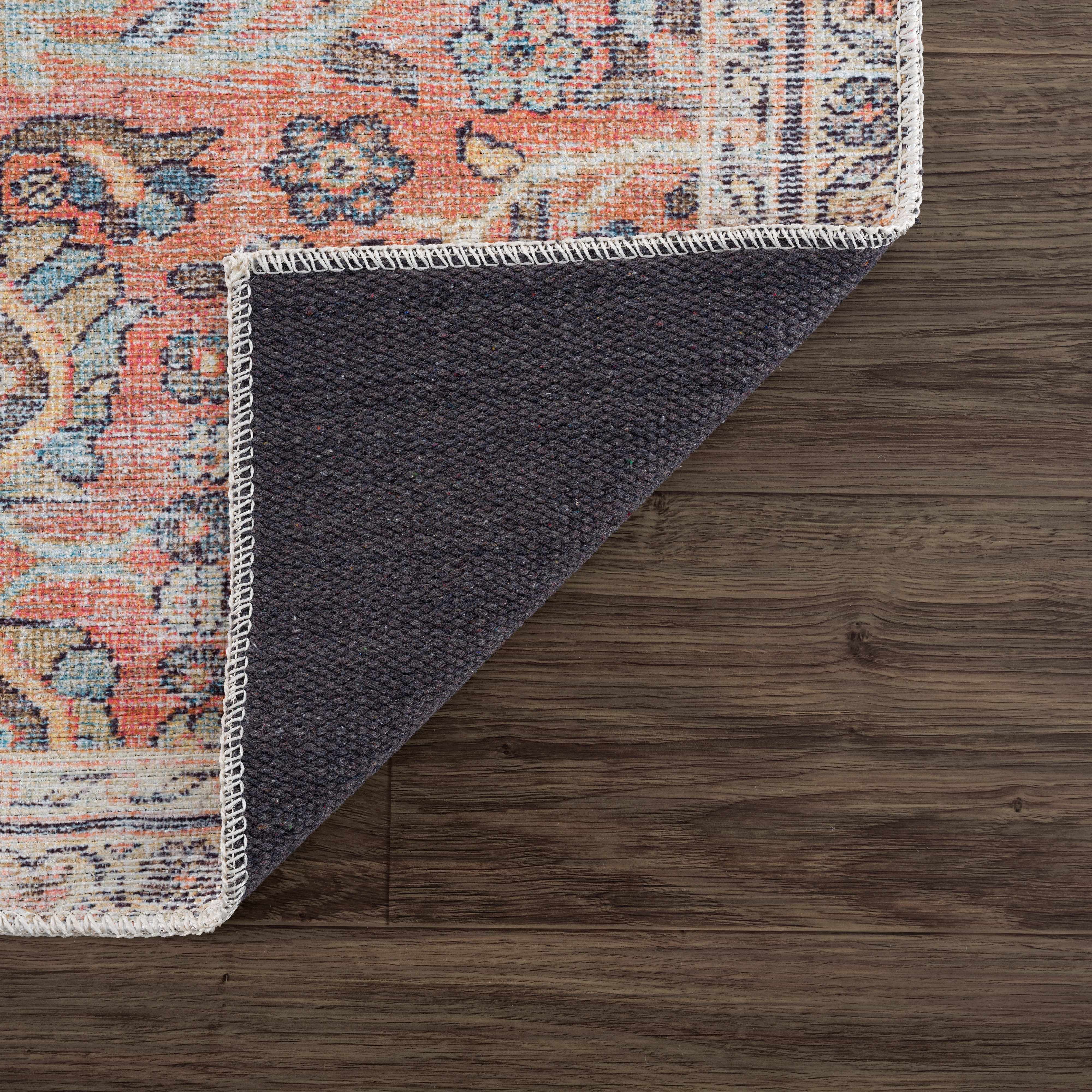 Urpi Rose & Blue Washable Runner Rug - Clearance