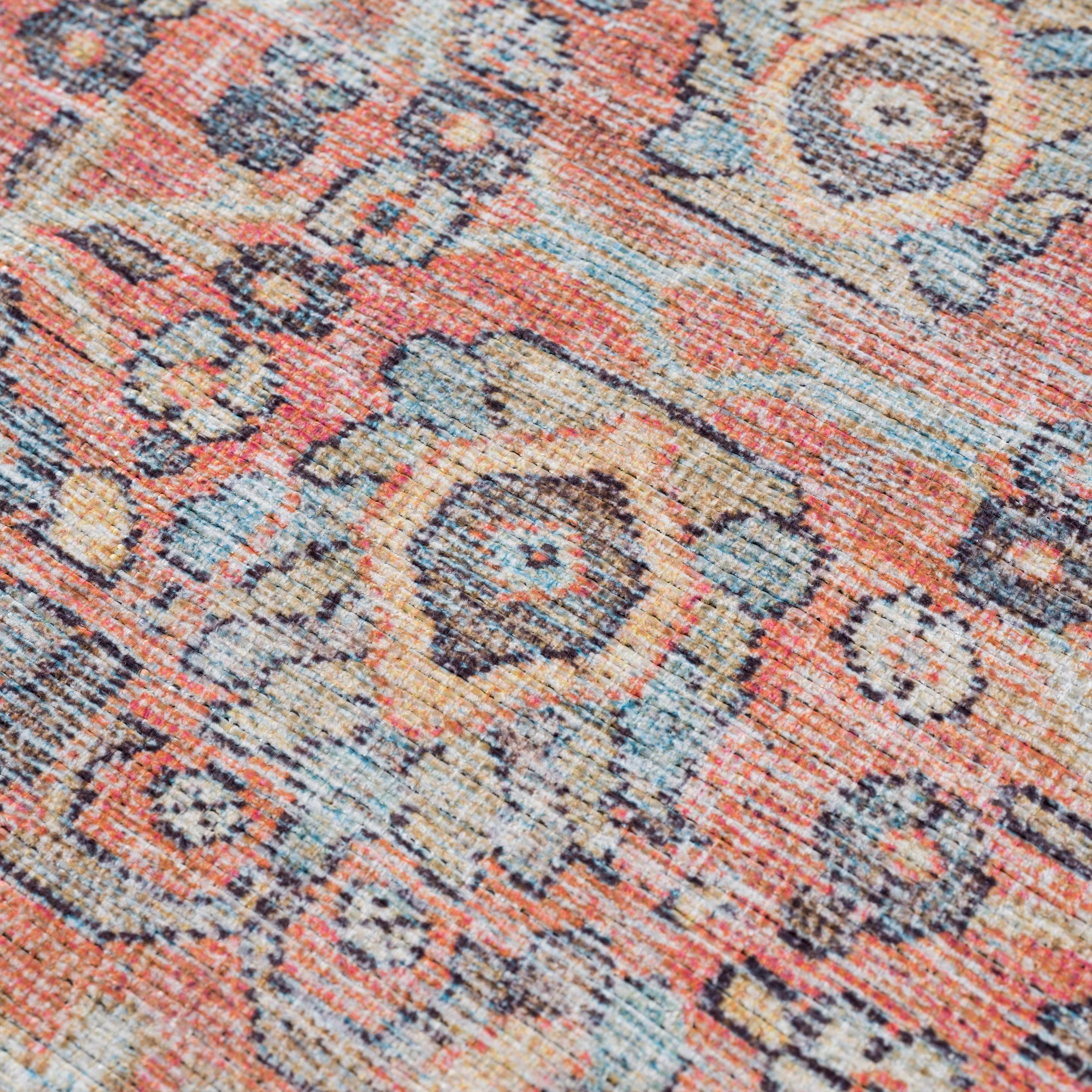 Urpi Rose & Blue Washable Runner Rug - Clearance
