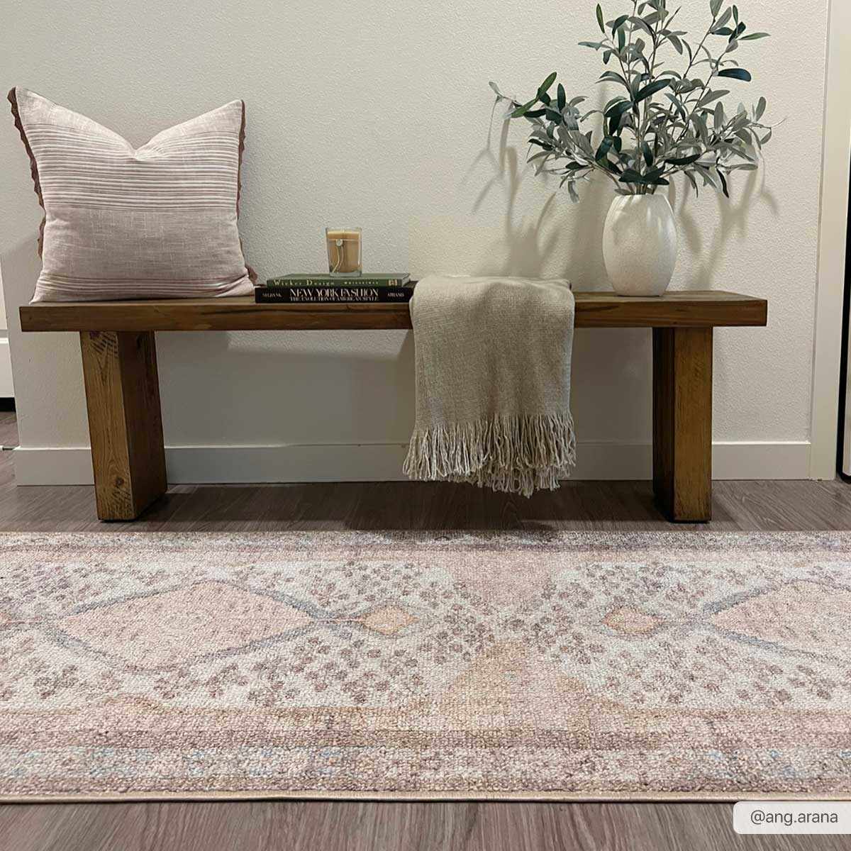 Analu Peach Washable Runner Rug