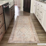 Analu Peach Washable Runner Rug