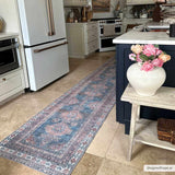 Baltinglass Rust & Blue Washable Runner Rug - Clearance