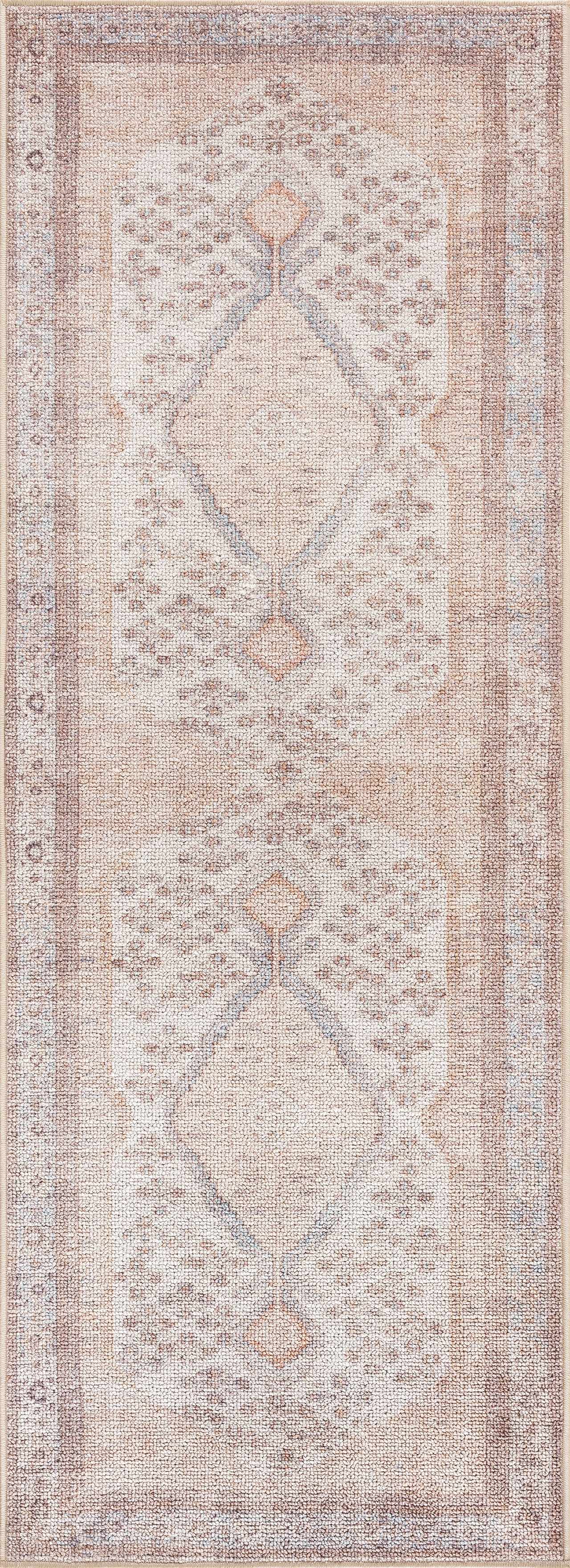 Analu Peach Washable Runner Rug