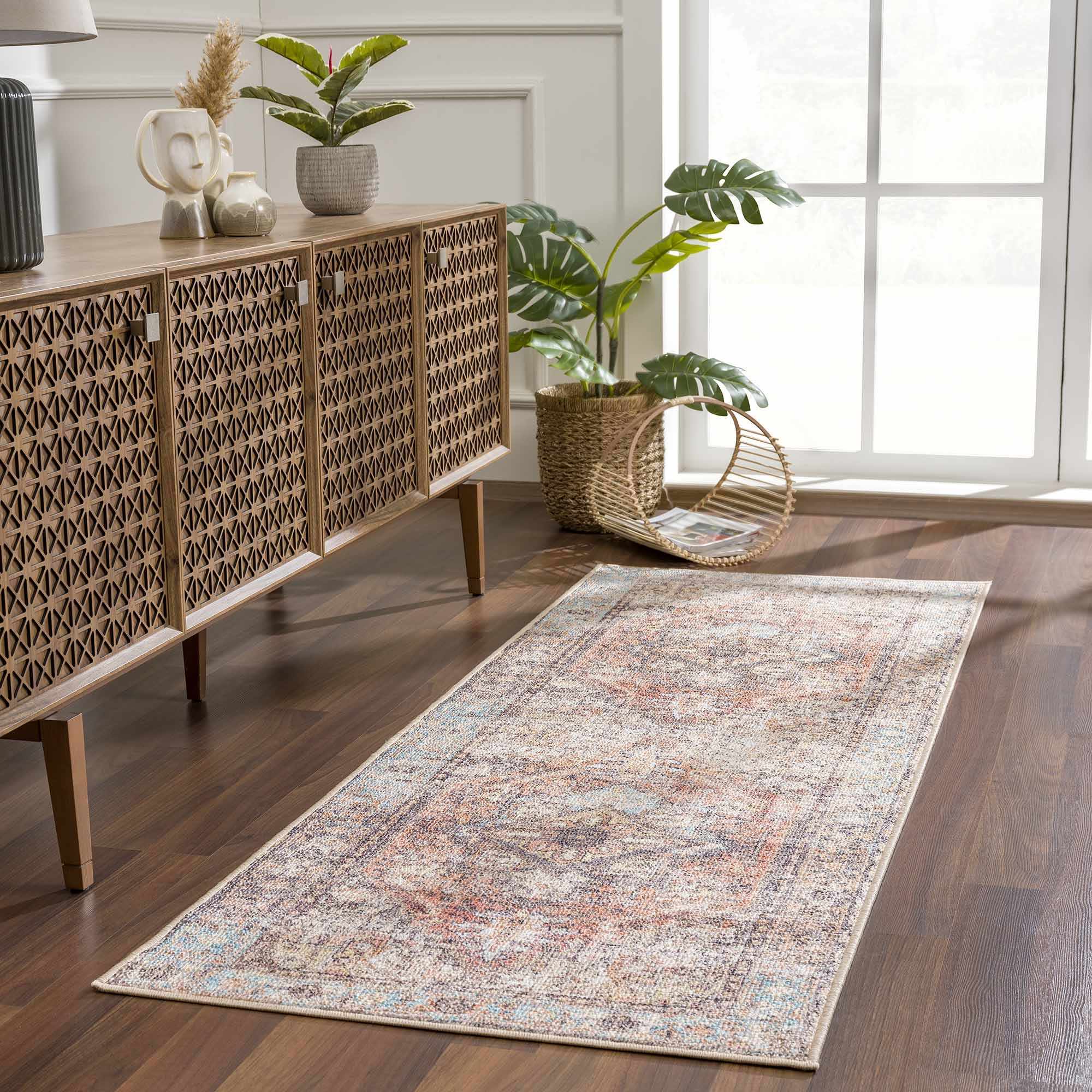 Beck Peach Washable Runner Rug