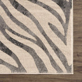 Gray Ecorse Zebra Print Runner Rug