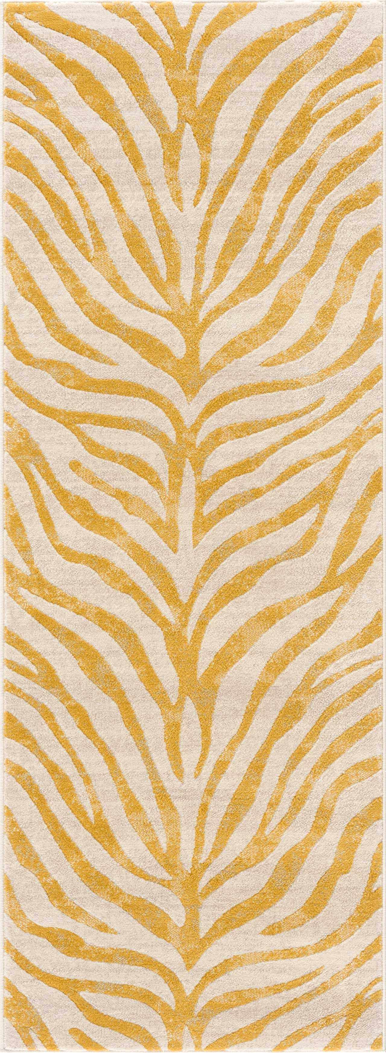 Yellow Terra Zebra Print Runner Rug - Clearance