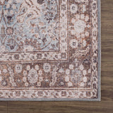 Brown Blue Dauis Vintage Washable Runner Rug - Clearance