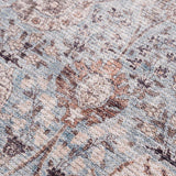Brown Blue Dauis Vintage Washable Runner Rug - Clearance