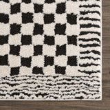 Leryn Black & White Checkered Runner Rug