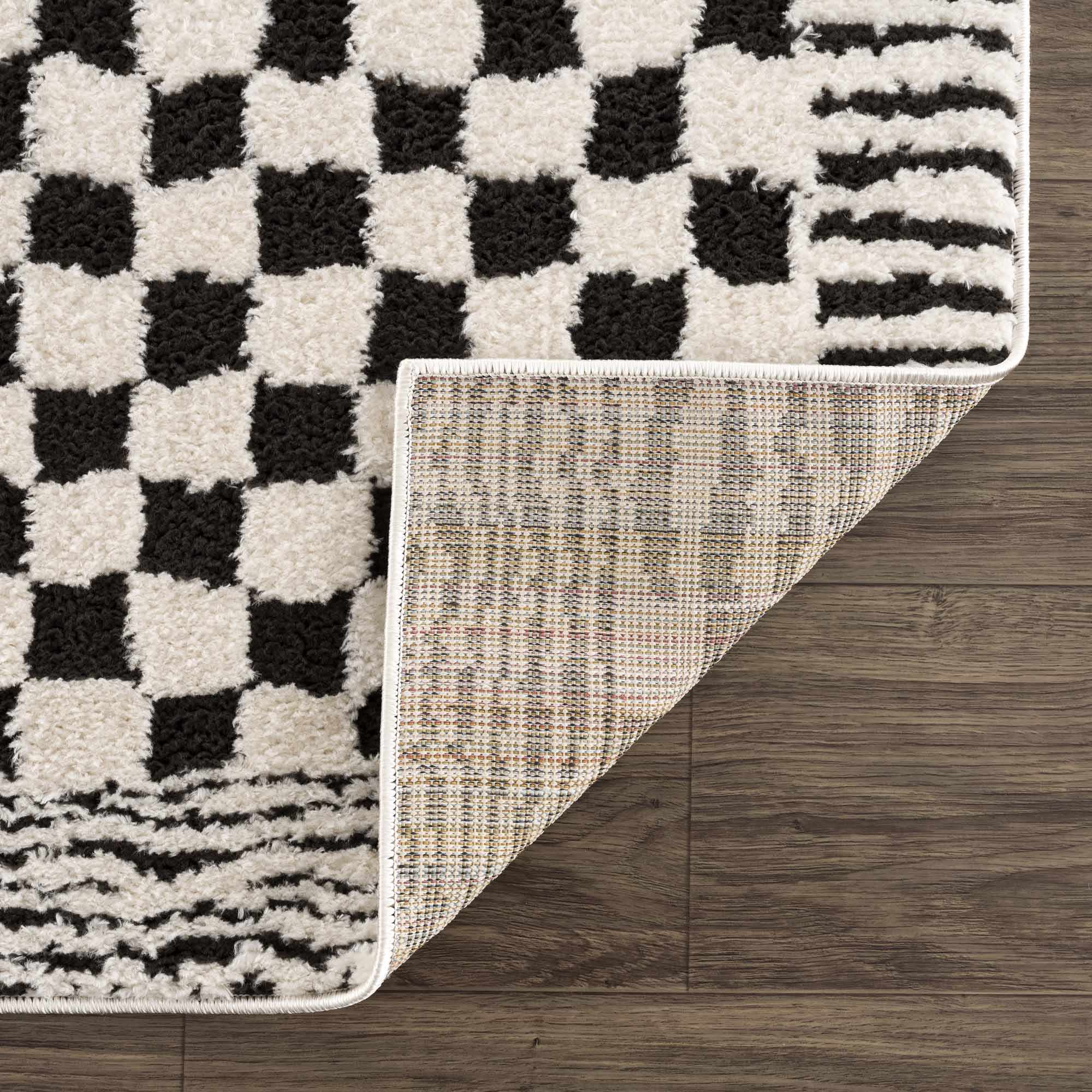 Leryn Black & White Checkered Runner Rug
