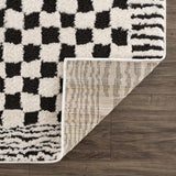 Leryn Black & White Checkered Runner Rug