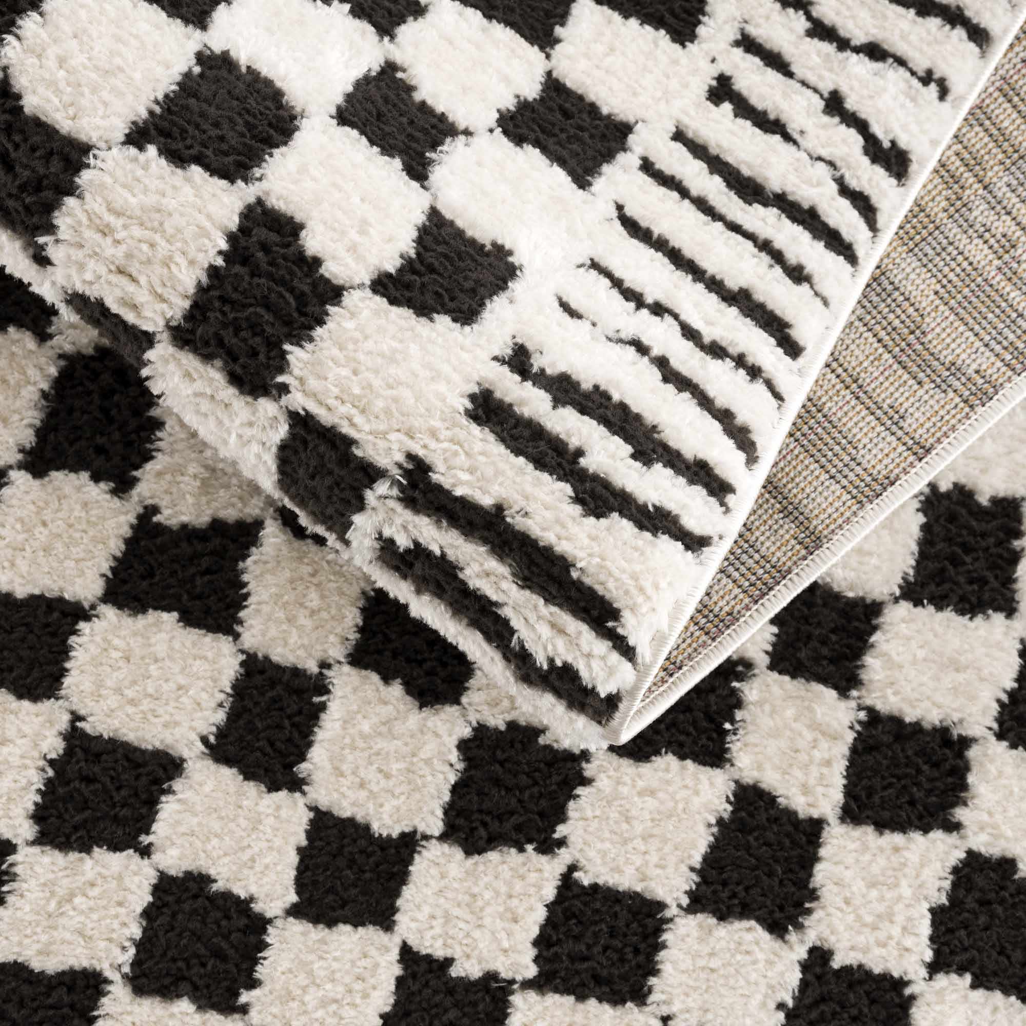 Leryn Black & White Checkered Runner Rug