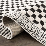 Leryn Black & White Checkered Runner Rug