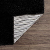 Faina Solid Black Shag Rug Washable