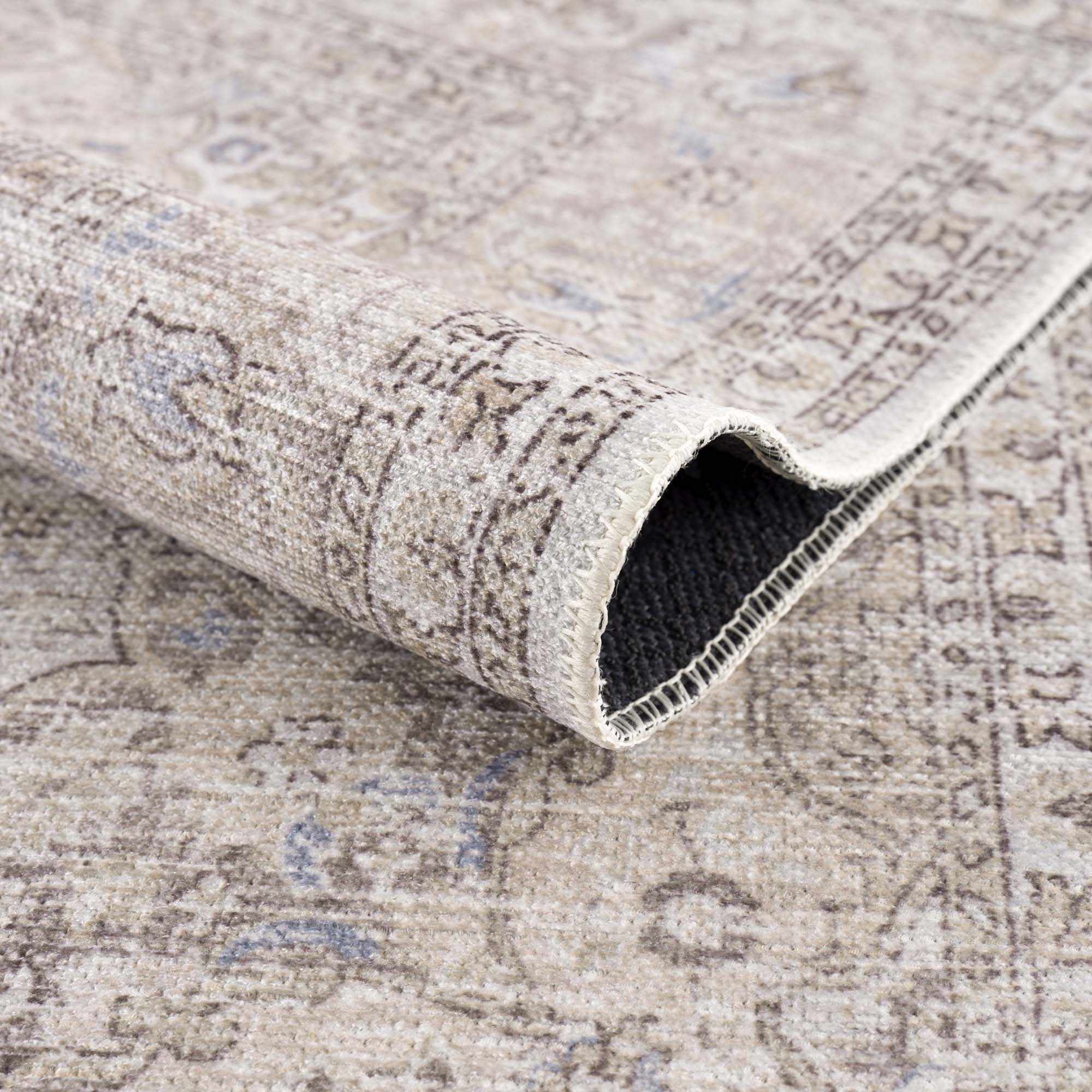 Cream Holi-2301 Washable Runner Rug