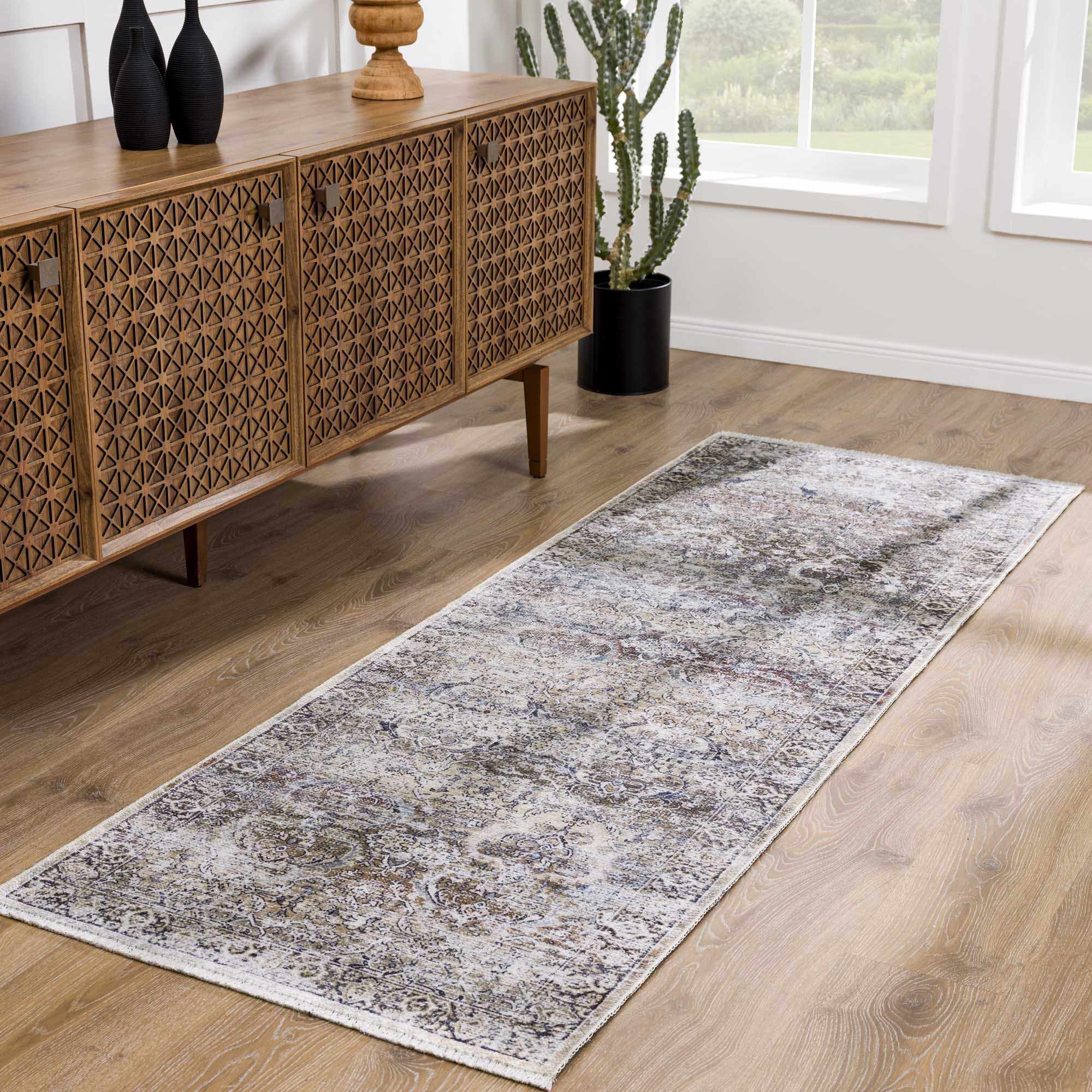 Olive Holi-2304 Washable Runner Rug